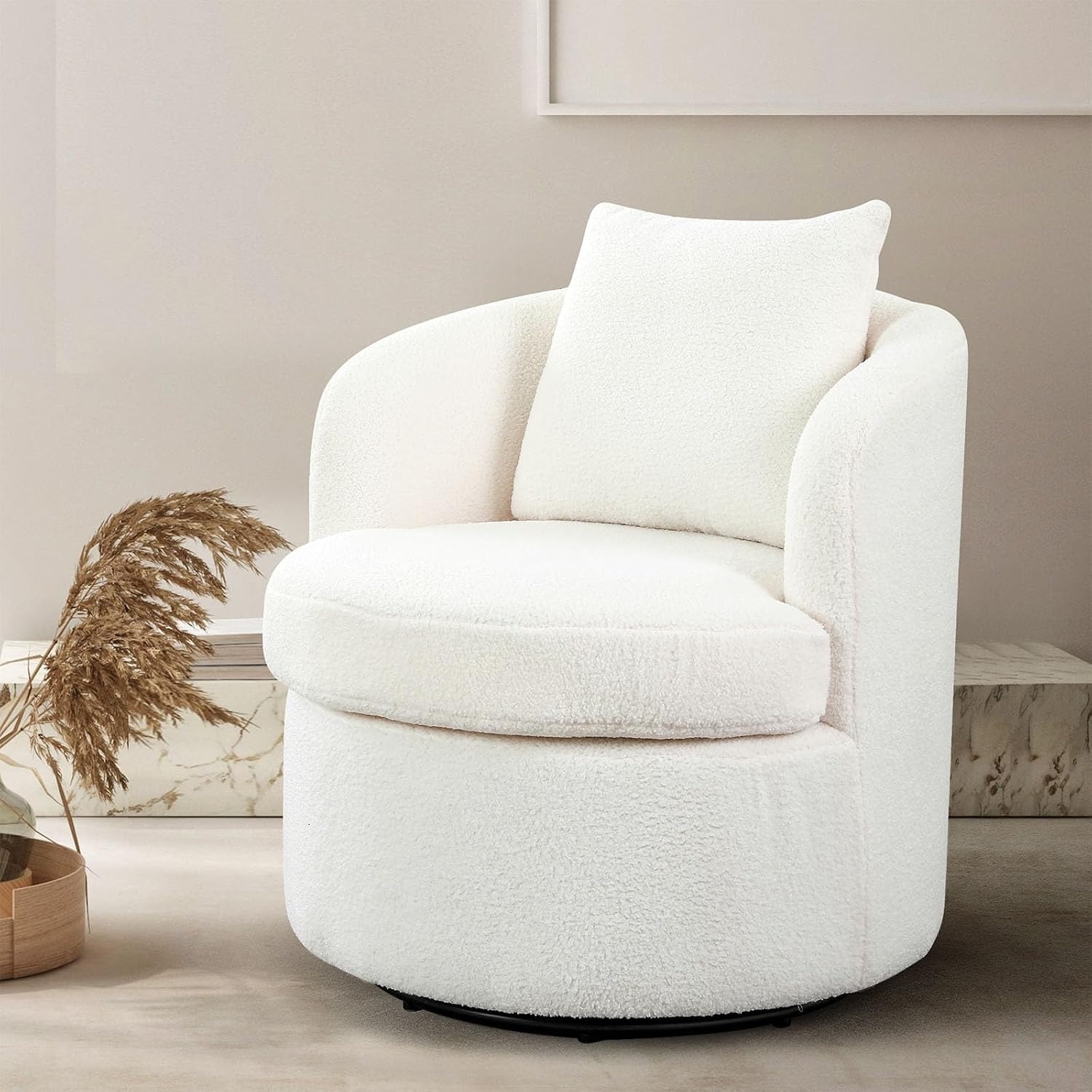 Levede Boucle Swivel Accent Chair, detail view
