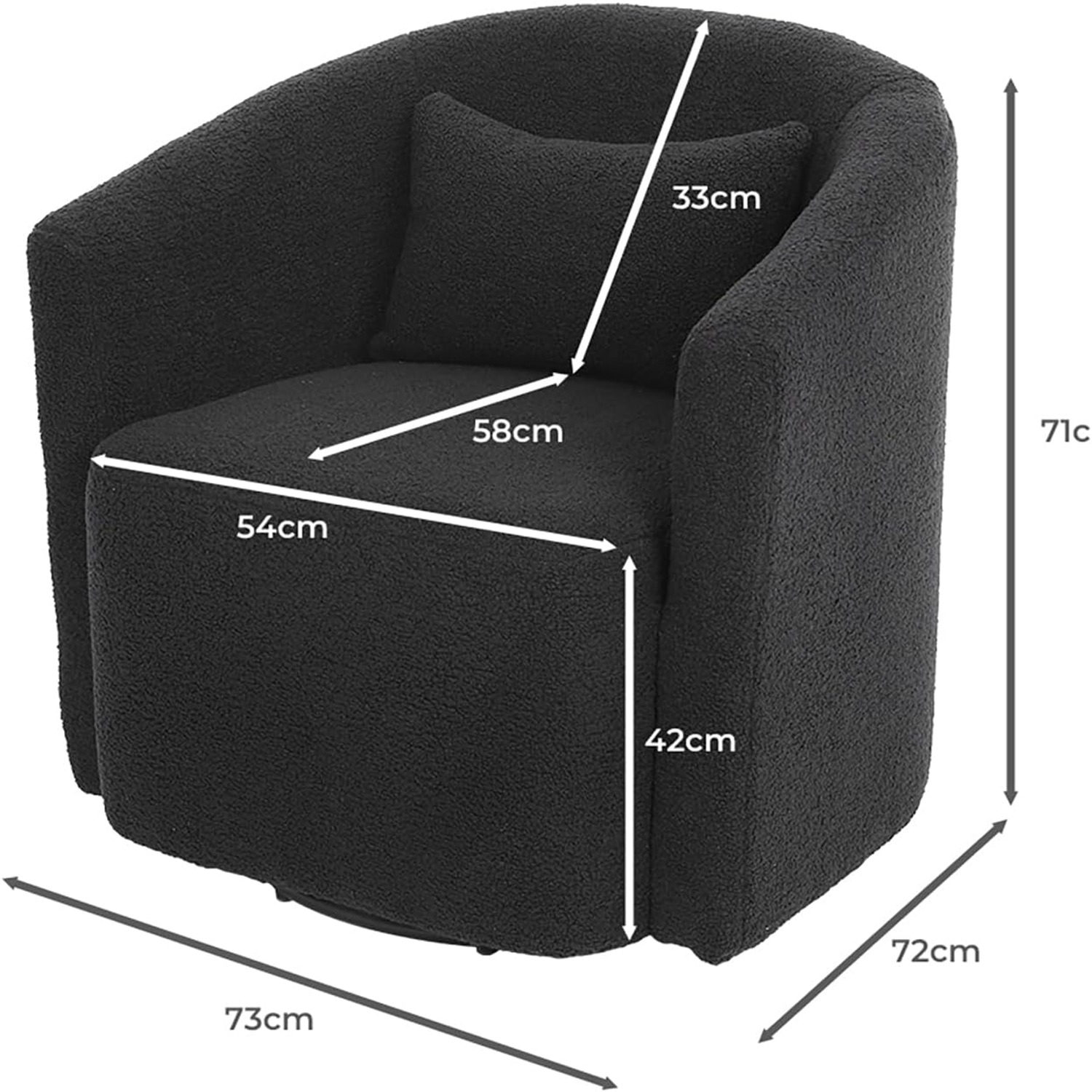 Levede Boucle Swivel Accent Chair, detail view